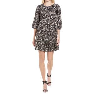 Rebecca Minkoff felicity leopard print shift dress‎ sz small long sleeve